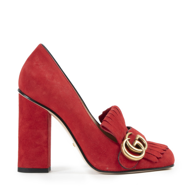 Gucci Marmont Red Suede Pumps - size 35 Labellov Buy and Sell Authentic ...