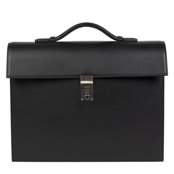 Delvaux Black Leather Briefcase Labellov Buy and Sell Authentic Luxury