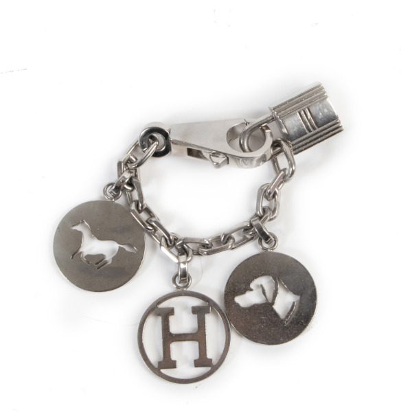 HERMES Palladium Breloque Bag Charm Silver 65502