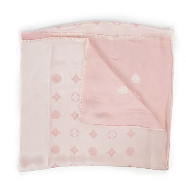 Châle monogram silk scarf Louis Vuitton Pink in Silk - 37297350