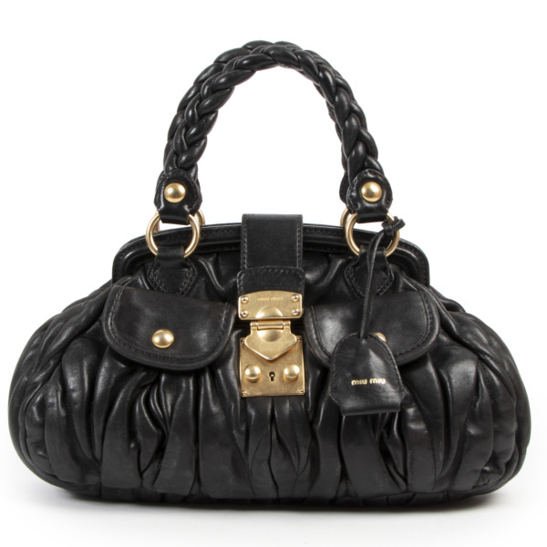 Miu Miu Black Pleated Shoulder Bag Labellov Buy and Sell Authentic Luxury