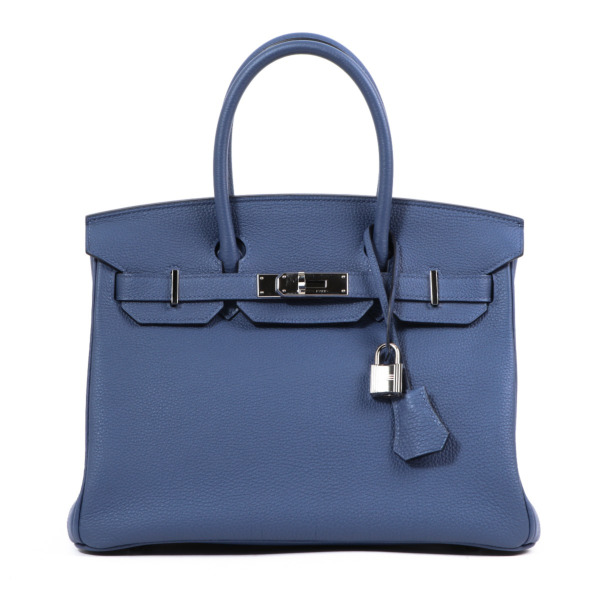 Hermès Birkin 30cm blue brighton togo leather palladium hardware ...