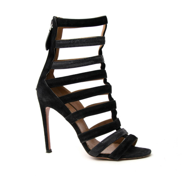 Alaïa Paris Suede and Stingray Caged Strappy Sandals - size 35.5 ...