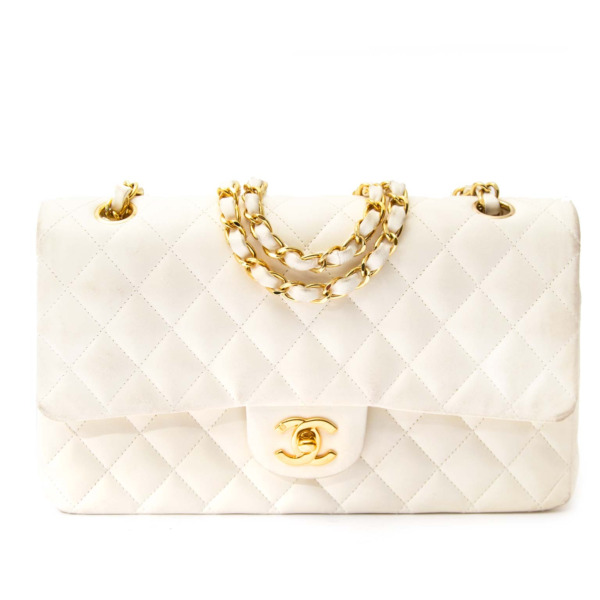 Chanel White Caviar Medium Classic Double Flap Bag ○ Labellov