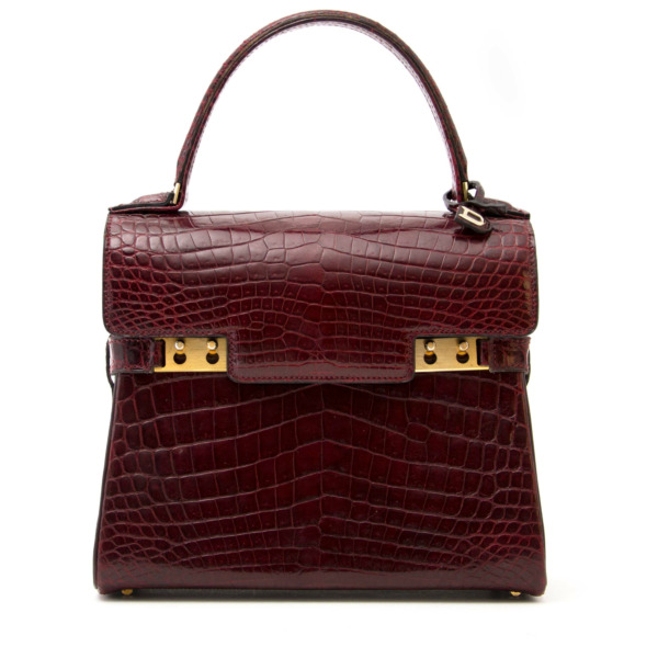 Delvaux Tempete PM Croc Bordeaux Labellov Buy and Sell Authentic Luxury