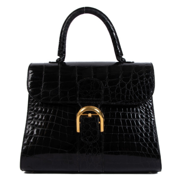 Delvaux Brillant MM Black Shiny Crocodile Labellov Buy and Sell ...