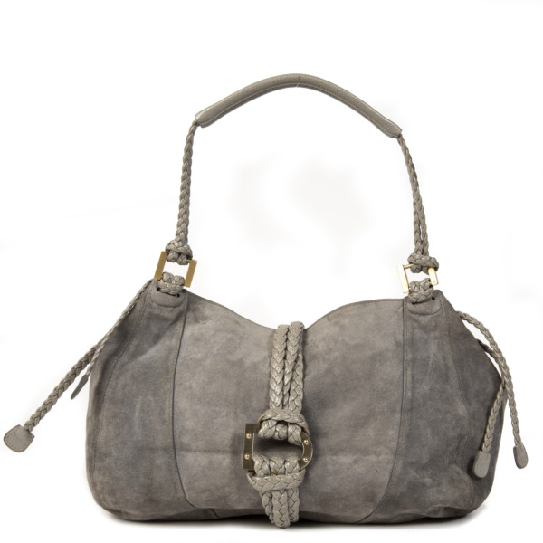 Delvaux Eugene Grey Suede Woven Shoulder Bag Labellov Buy and Sell ...