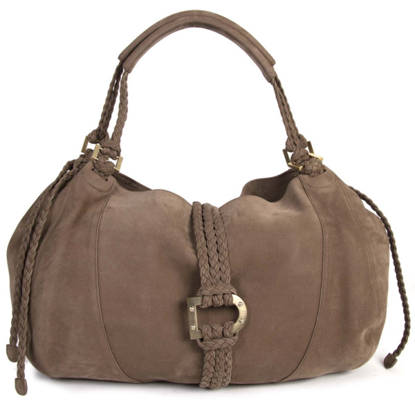 Delvaux Taupe Nubuck Colette GM Shoulder Bag Labellov Buy and Sell ...