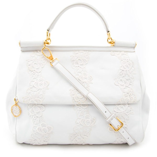 Dolce Gabbana White Leather Lace Sicily Bag Labellov Buy