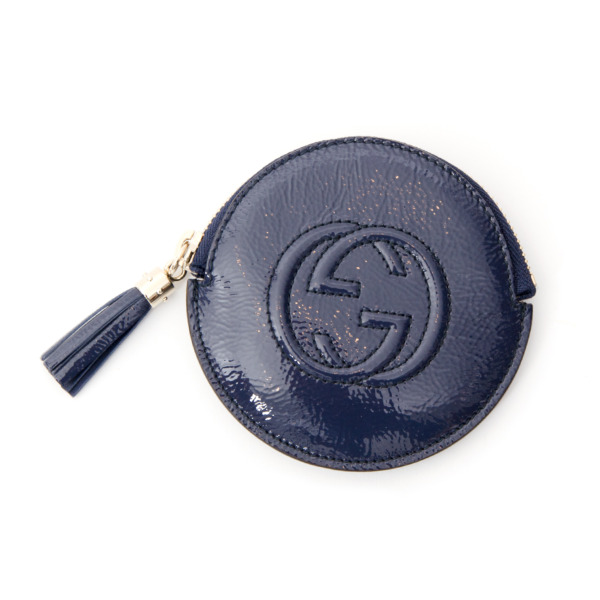 GUCCI Patent Soho Round Coin Purse Dark Cipria 751862