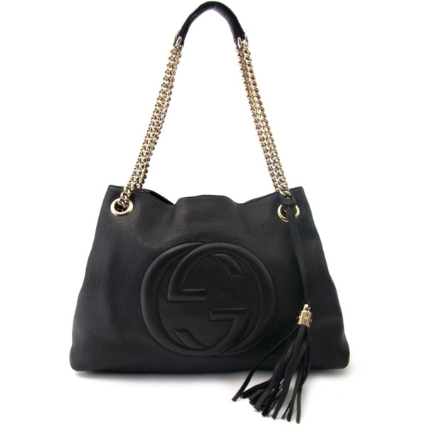 Gucci Black Soho Large Leather Double-Chain-Strap Shoulder Bag Labellov ...