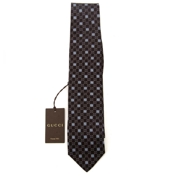 Gucci Brown Monogram Tie Labellov Buy and Sell Authentic Luxury