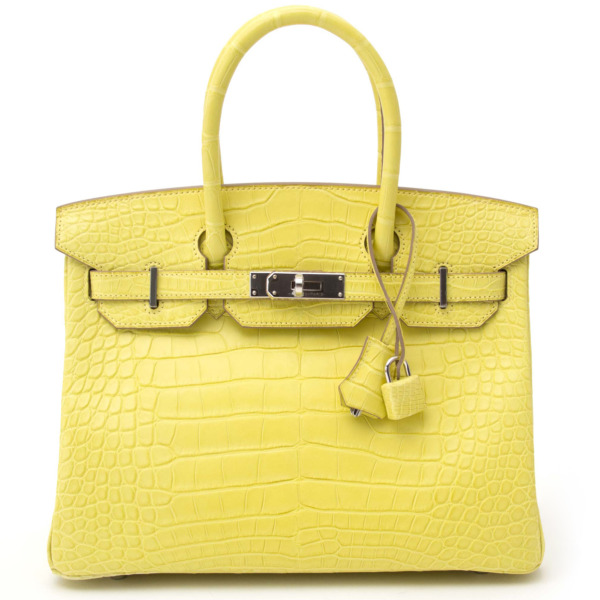 Hermès Birkin 30 Lime Matt Alligator PHW Labellov Buy and Sell ...