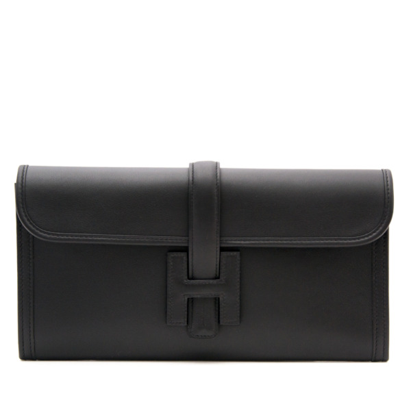 Hermès Jigé Elan Black Clutch 29cm Labellov Buy and Sell Authentic Luxury