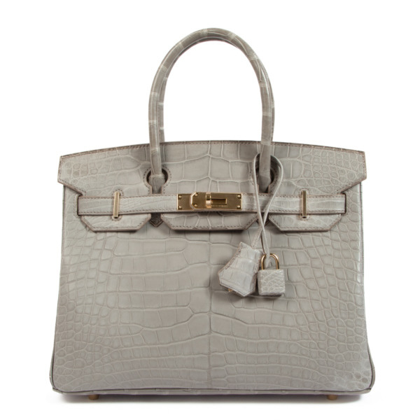 Hermes Birkin Bag 30cm HSS Bi-Color Gris Perle and Graphite Matte Alligator  Brushed Palladium Hardware