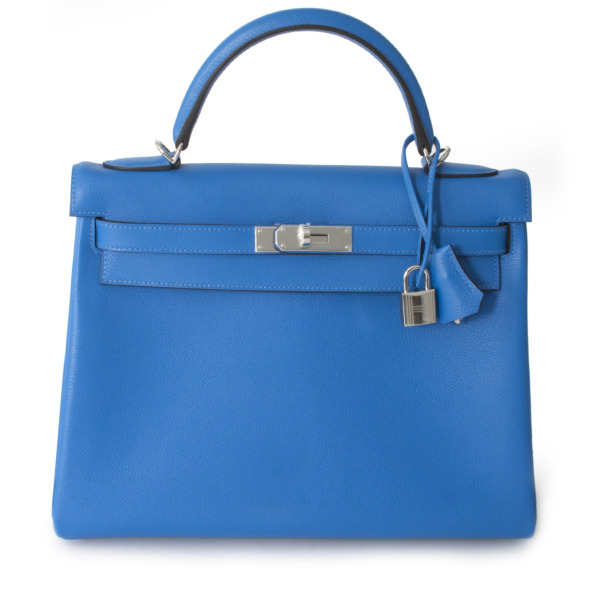 Brand *New Hermès Kelly Retourne Evercolor 32cm Blue Hydra PHW Labellov ...