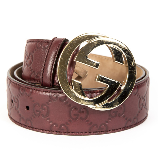 Gucci Burgundy Signature Interlocking G Belt - SIZE 95 Labellov Buy and ...