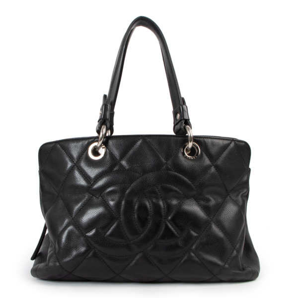 Chanel Timeless CC Black Quilted Caviar Shopping Tote Bag Labellov Buy ...