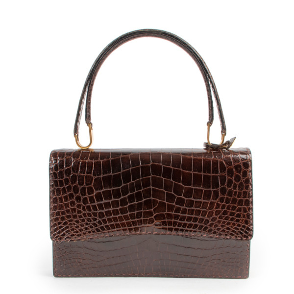 Delvaux Brown Crocodile Top Handle Bag Labellov Buy and Sell Authentic ...