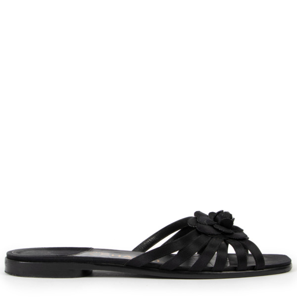 Chanel Black Camelia Sandals - size 39 Labellov Buy and Sell Authentic ...