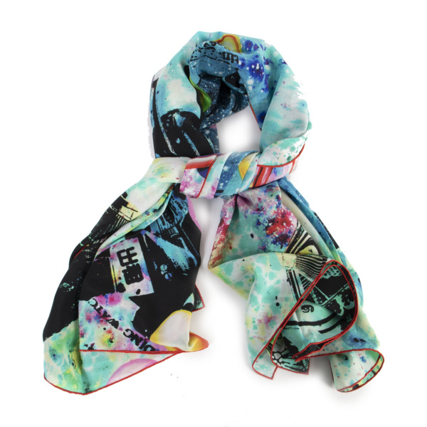 Louis Vuitton & Kenny Scharf 2014 Pop Cosmic Limited Artist Scarf Crepe of Silk Shawl 140 - poupishop