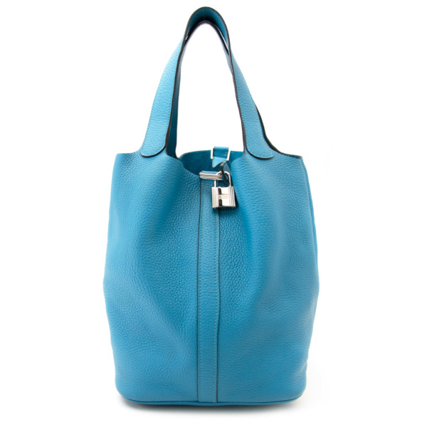 Hermès Turquoise 26 Picotin Clemence Taurillon Labellov Buy and Sell ...