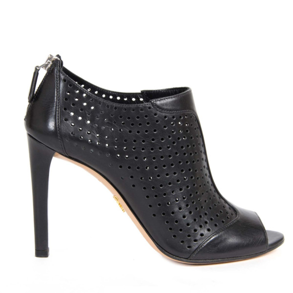 Prada Perforated Peep-Toe Booties Labellov Buy and Sell Authentic Luxury