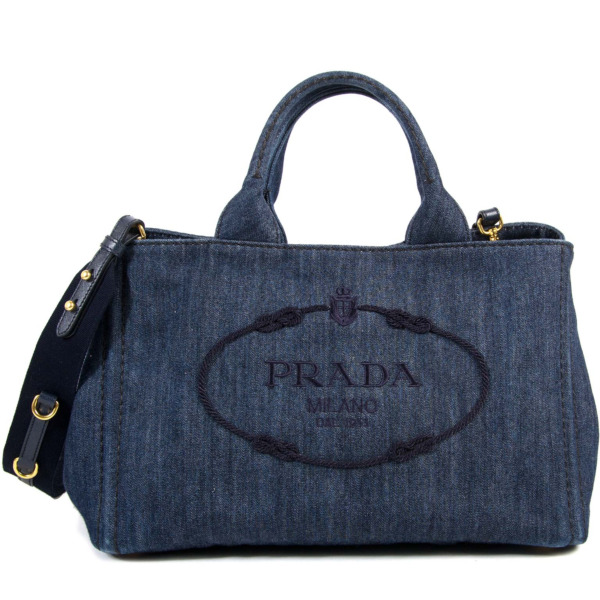 Prada Denim Tote Bag Labellov Buy and Sell Authentic Luxury