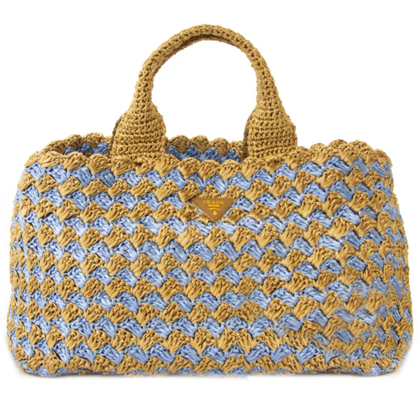 prada woven raffia tote