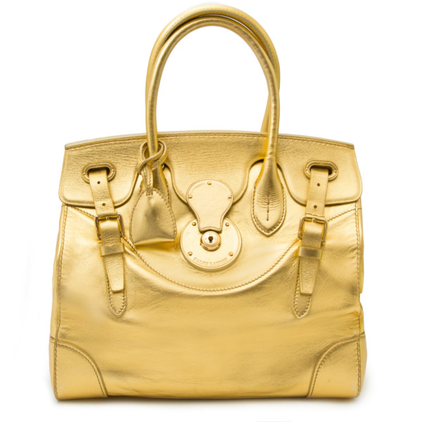 Ralph Lauren Gold Leather Ricky Bag Labellov Buy and Sell Authentic Luxury