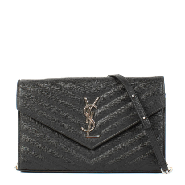 Saint Laurent Black Cassandre Envelope Chain Bag Labellov Buy and Sell ...