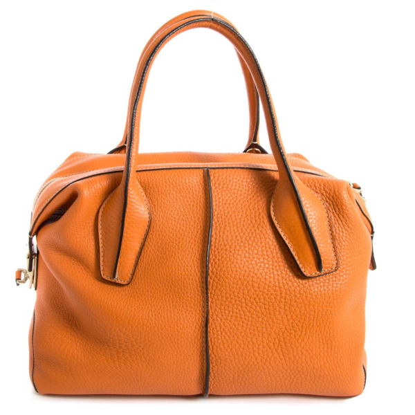 Tod's D-Styling Convertible Bauletto Orange Leather Bag Labellov Buy ...