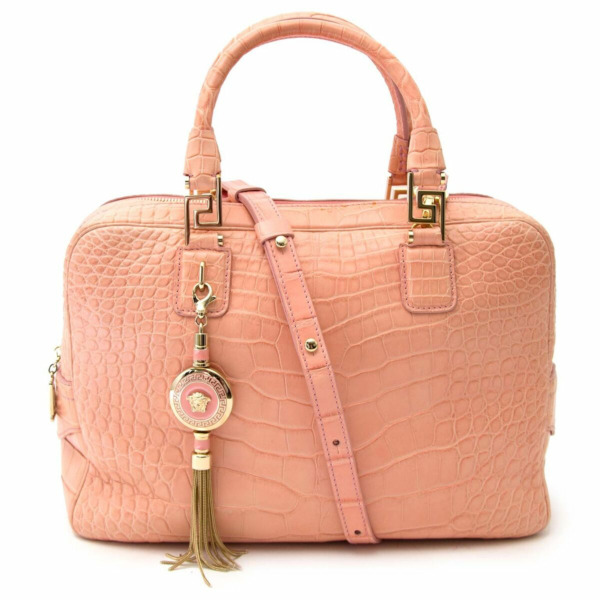 Versace Coral Pink Vanitas Demetra Alligator Bag Labellov Buy and Sell ...